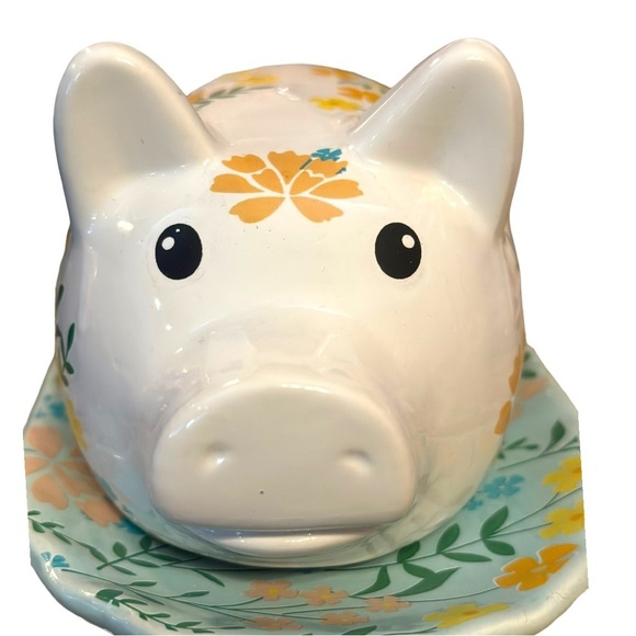 Old East Main Co Pioneer Inspired Floral Pig Butter Dish Farmhouse Cottagecore - Picture 2 of 13